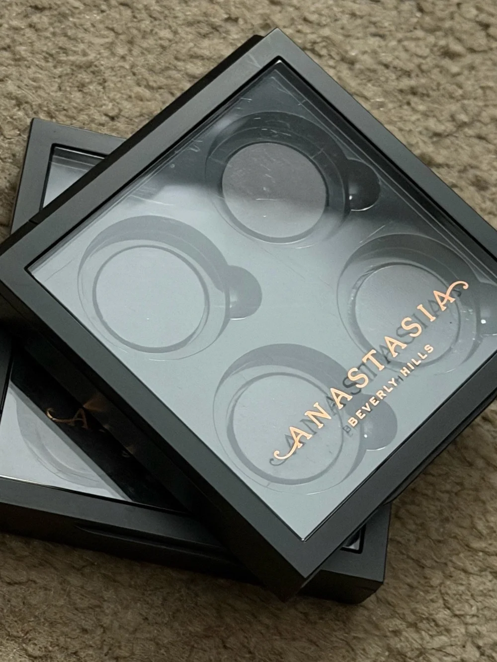 2 Anastasia Beverly Hills Black 4-Pan Magnetic Palette, Rose Gold Logo